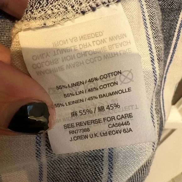 Madewell | Blue White Stripe Play Button Back Linen Blend Preppy Dress Size S - Picture 12 of 13